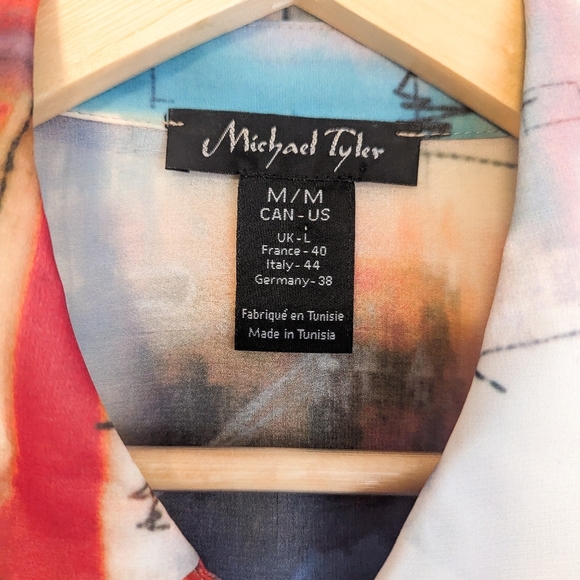 Michael Tyler Artsy Colorful Sheer Duster Drape - Picture 4 of 5